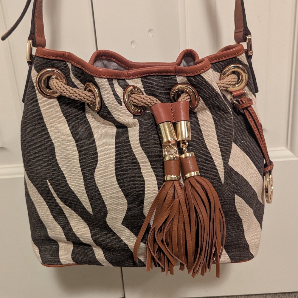 Michael Kors Zebra Print Bucket Bag